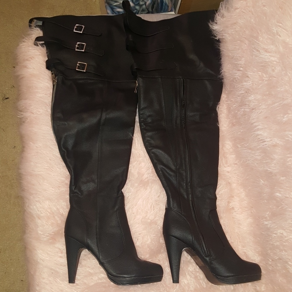 Wide calf thigh high boots